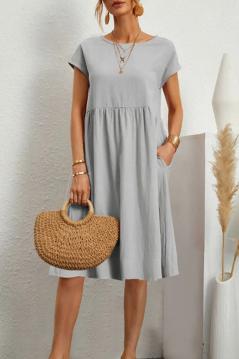 Casual Dress - Women's Loose Fit Knee Length Summer Dress-Grace Aura