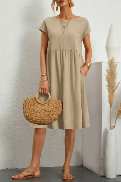 Casual Dress - Women's Loose Fit Knee Length Summer Dress-Grace Aura