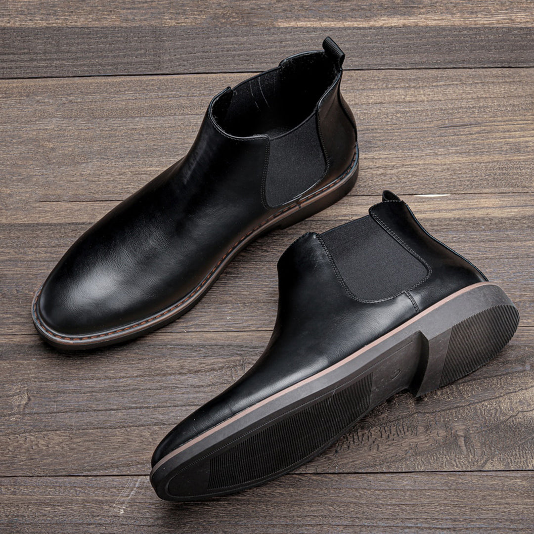 Chelsea Boots - Men's Slip-On Ankle Leather Boots-Grace Aura
