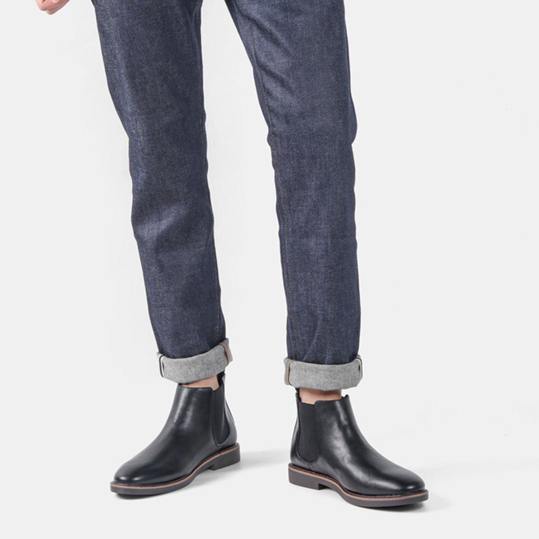 Chelsea Boots - Men's Slip-On Ankle Leather Boots-Grace Aura