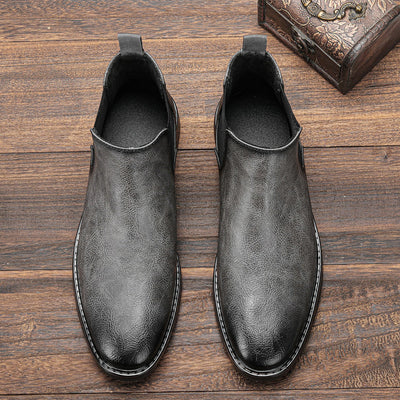 Chelsea Boots - Men's Slip-On Ankle Leather Boots-Grace Aura