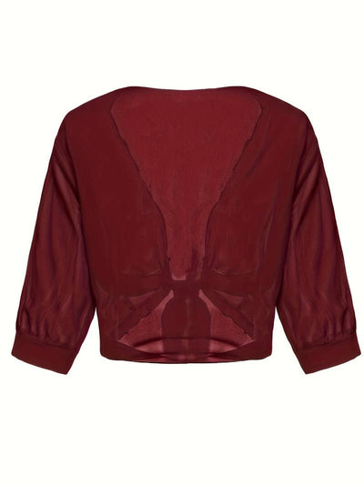 Chiffon Blouse - Women's Lightweight Tie-Front Chiffon Cardigan-Grace Aura