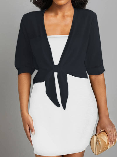Chiffon Blouse - Women's Lightweight Tie-Front Chiffon Cardigan-Grace Aura