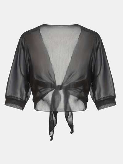 Chiffon Blouse - Women's Lightweight Tie-Front Chiffon Cardigan-Grace Aura