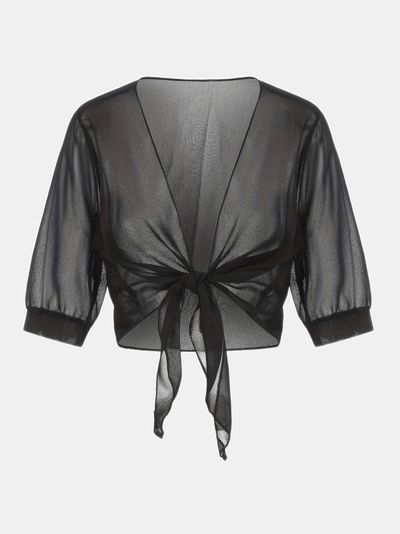 Chiffon Blouse - Women's Lightweight Tie-Front Chiffon Cardigan-Grace Aura
