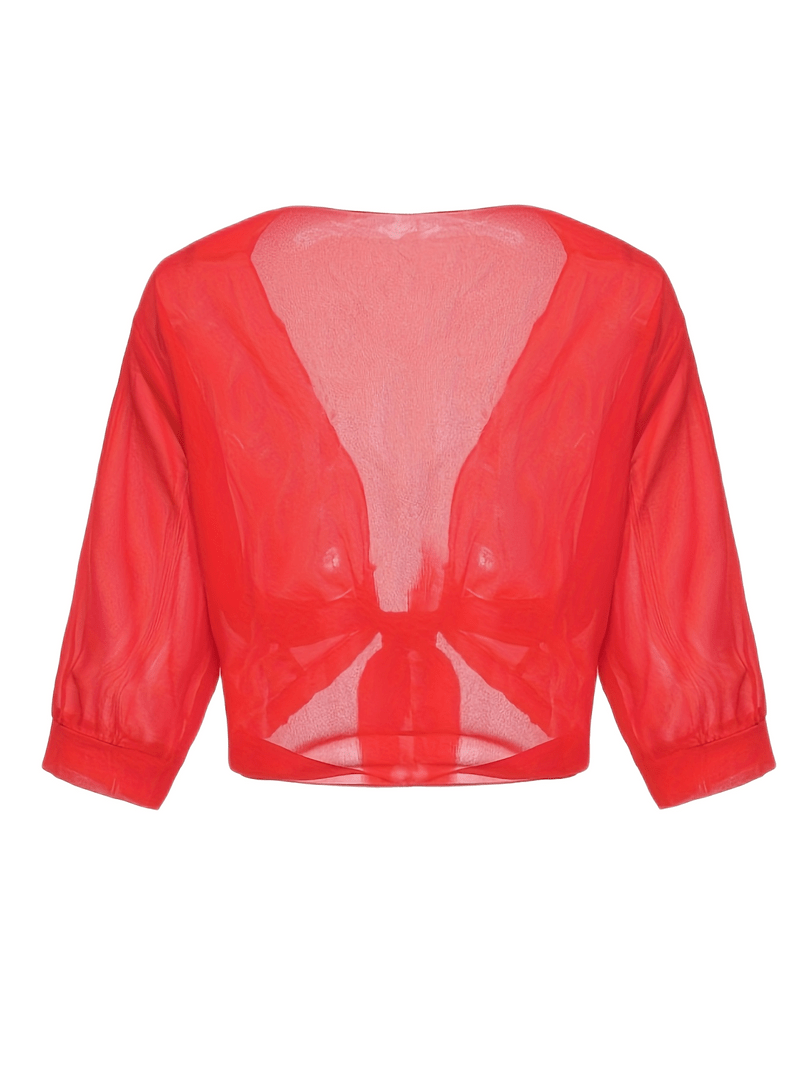 Chiffon Blouse - Women's Lightweight Tie-Front Chiffon Cardigan-Grace Aura