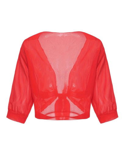 Chiffon Blouse - Women's Lightweight Tie-Front Chiffon Cardigan-Grace Aura