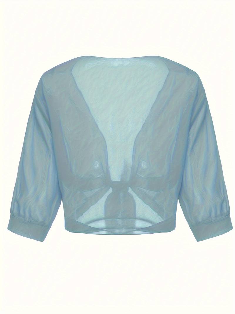 Chiffon Blouse - Women's Lightweight Tie-Front Chiffon Cardigan-Grace Aura