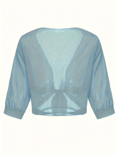 Chiffon Blouse - Women's Lightweight Tie-Front Chiffon Cardigan-Grace Aura