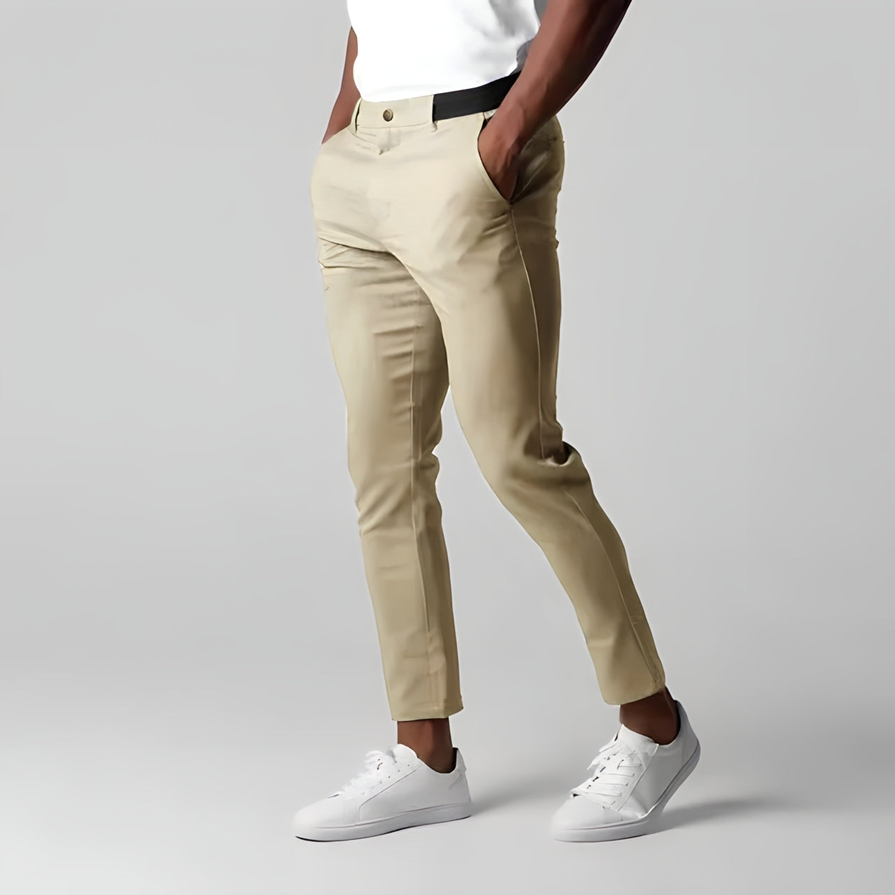 Chino Pants | Elastic Waist | Stretchy | Skinny Chinos | Mens Chinos-Grace Aura