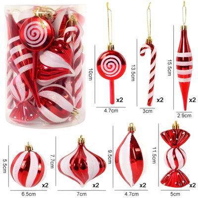 Christmas Baubles - Set of Red Candy Christmas Tree Decoration-Grace Aura