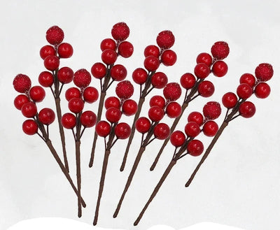 Christmas Berry Picks - Artificial - Glitter - Xmas Flower Arrangements - Christmas Decoration-Grace Aura