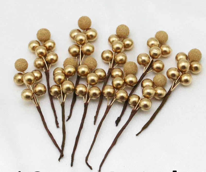 Christmas Berry Picks - Artificial - Glitter - Xmas Flower Arrangements - Christmas Decoration-Grace Aura