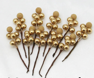 Christmas Berry Picks - Artificial - Glitter - Xmas Flower Arrangements - Christmas Decoration-Grace Aura