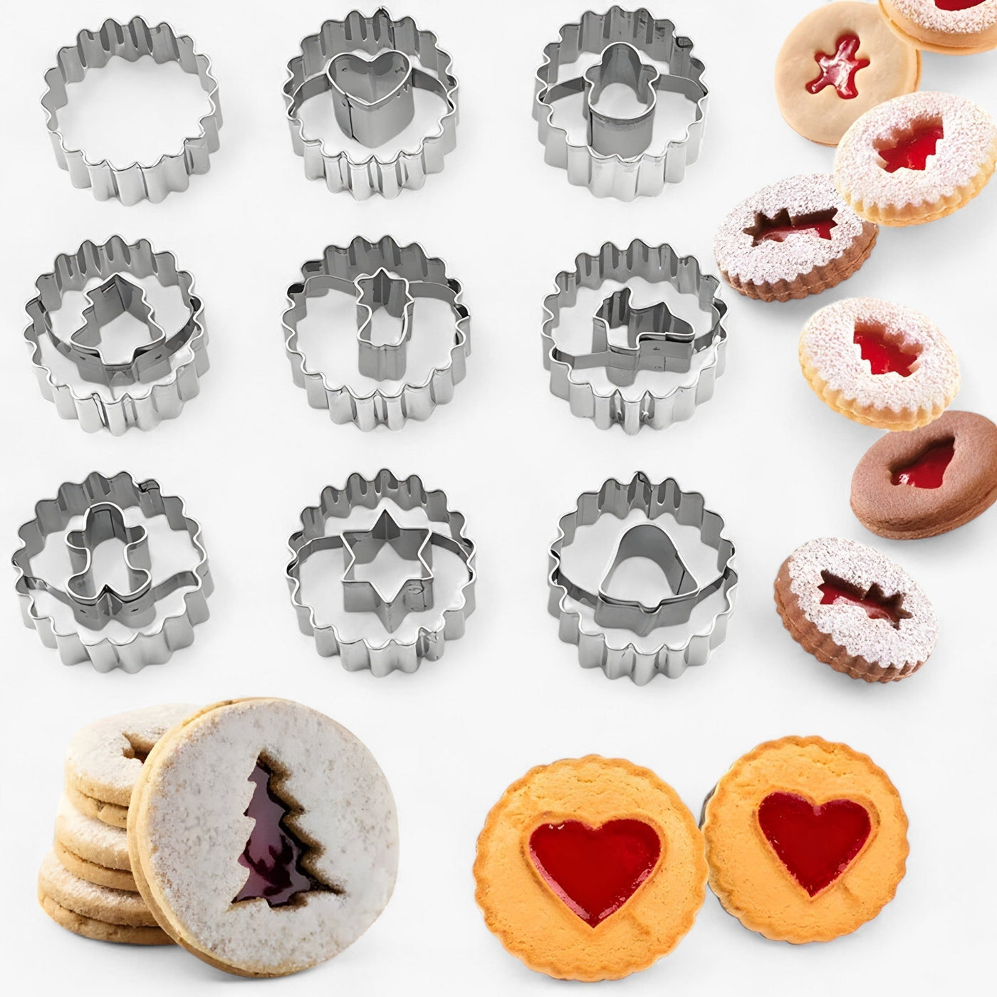 Christmas Biscuit Cutters - Jam-Filled Holiday Christmas Cookie Cutter Set-Grace Aura