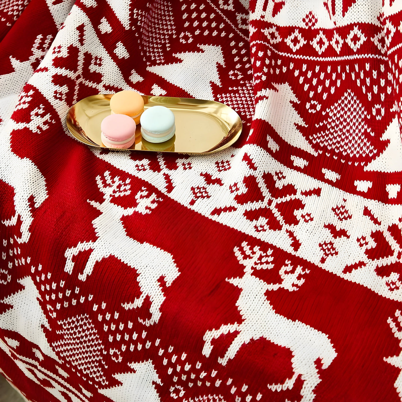Christmas Blanket - Knitted Red Xmas Throw Blankets for Couch-Grace Aura