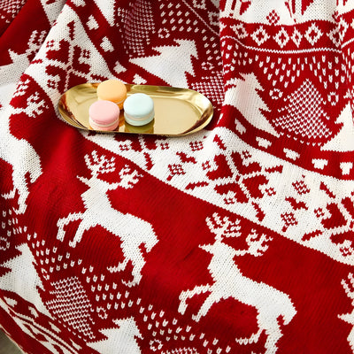 Christmas Blanket - Knitted Red Xmas Throw Blankets for Couch-Grace Aura