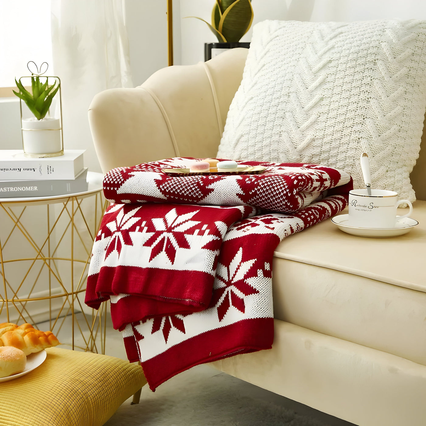 Christmas Blanket - Knitted Red Xmas Throw Blankets for Couch-Grace Aura