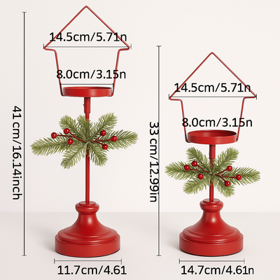 Christmas Candle Holder | Red | Pillar Candle Stand | Festive Candle Holders | Christmas Decoration-Grace Aura