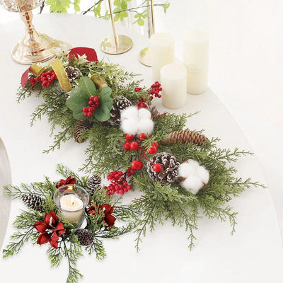 Christmas Candle Ring - Artificial - Centerpiece - Christmas Candle Wreath - Xmas Table Decoration-Grace Aura