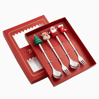 Christmas Cutlery Set - 4pcs Stainless Steel Festive Xmas Cutlery Set-Grace Aura