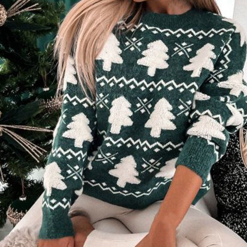 Christmas Jumper | Christmas Tree | Knitted | Christmas Pullover Sweater | Women's Jumper-Grace Aura