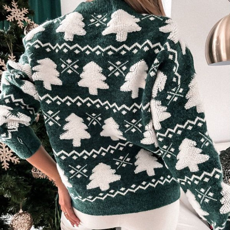 Christmas Jumper | Christmas Tree | Knitted | Christmas Pullover Sweater | Women's Jumper-Grace Aura