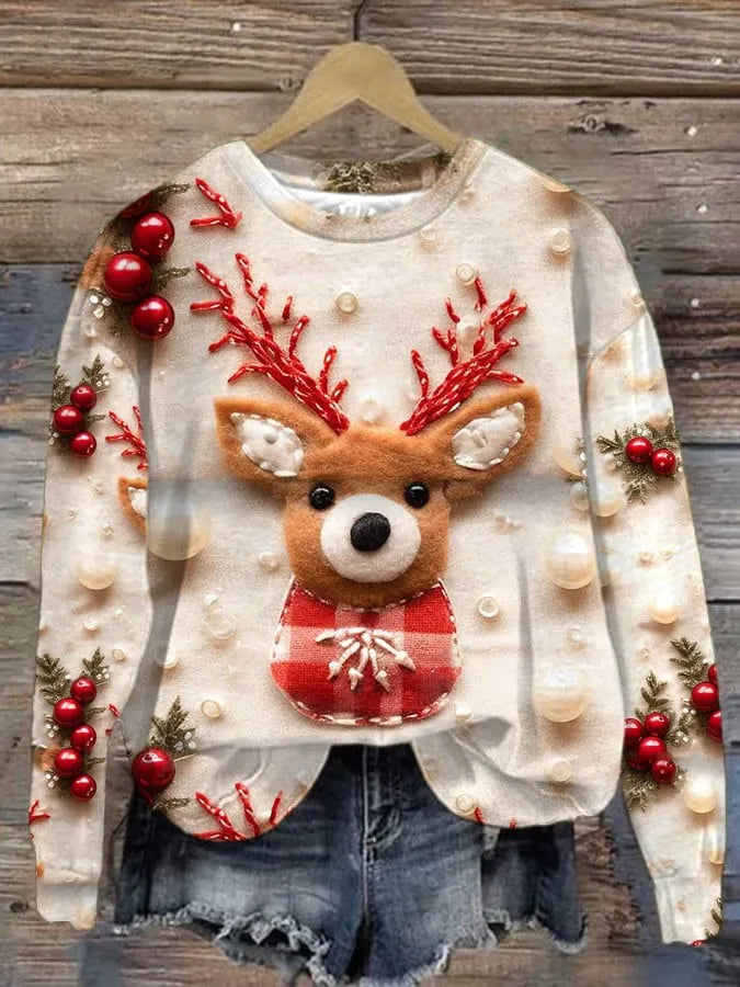 Christmas Jumper - Women's Loose Fit Long Sleeve Funny Xmas Sweater -Grace Aura