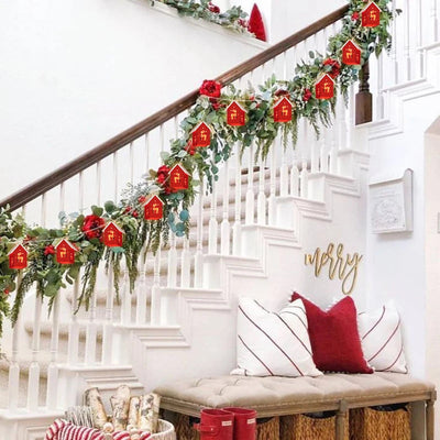 Christmas Lights - Small Wooden LED House Christmas String Lights-Grace Aura