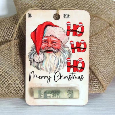 Christmas Money Card - Wooden Santa Cash Holder Card for Christmas-Grace Aura