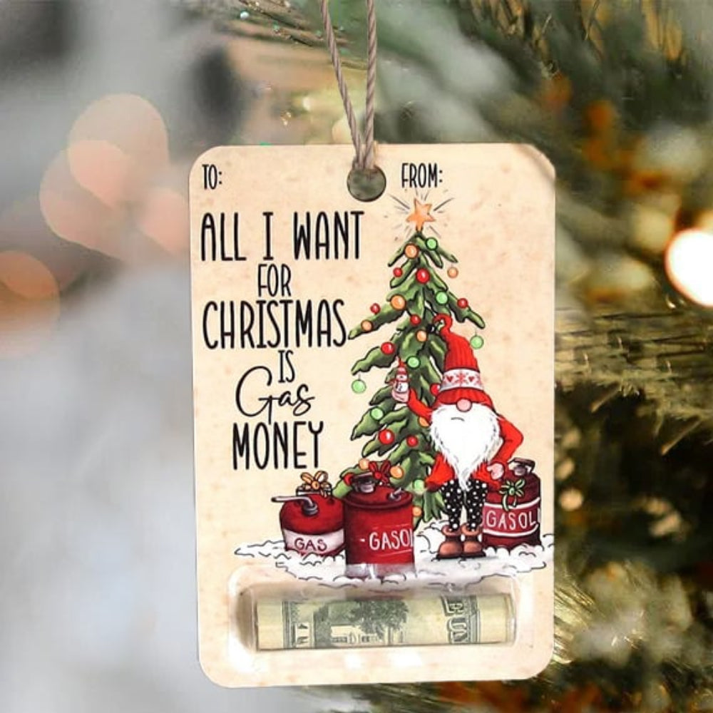 Christmas Money Card - Wooden Santa Cash Holder Card for Christmas-Grace Aura