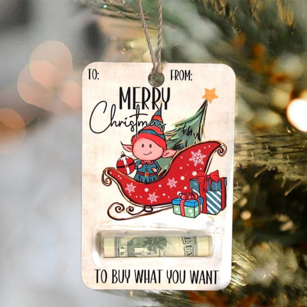Christmas Money Card - Wooden Santa Cash Holder Card for Christmas-Grace Aura