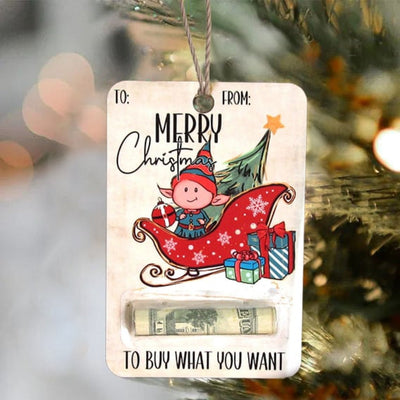 Christmas Money Card - Wooden Santa Cash Holder Card for Christmas-Grace Aura