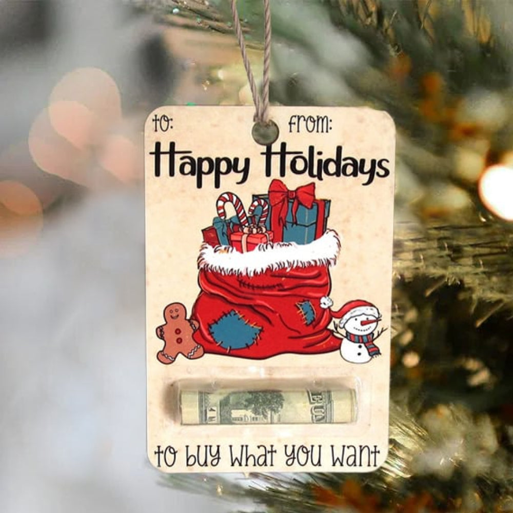 Christmas Money Card - Wooden Santa Cash Holder Card for Christmas-Grace Aura