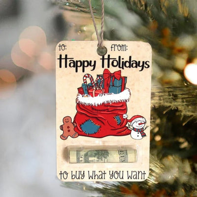 Christmas Money Card - Wooden Santa Cash Holder Card for Christmas-Grace Aura