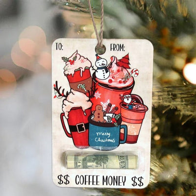 Christmas Money Card - Wooden Santa Cash Holder Card for Christmas-Grace Aura