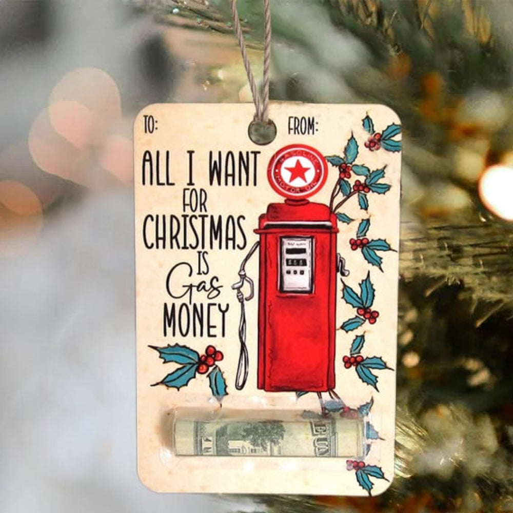 Christmas Money Card - Wooden Santa Cash Holder Card for Christmas-Grace Aura