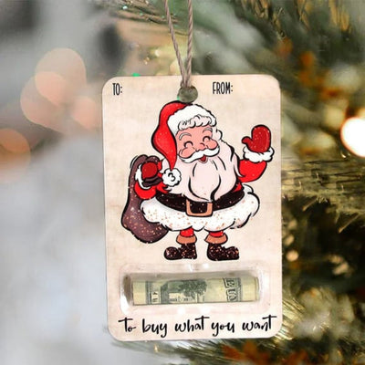Christmas Money Card - Wooden Santa Cash Holder Card for Christmas-Grace Aura