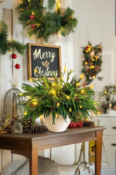 Christmas Potted Plant - Light-Up Artificial Pine Pot Xmas Table Decoration-Grace Aura