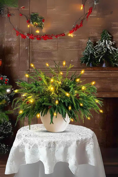 Christmas Potted Plant - Light-Up Artificial Pine Pot Xmas Table Decoration-Grace Aura