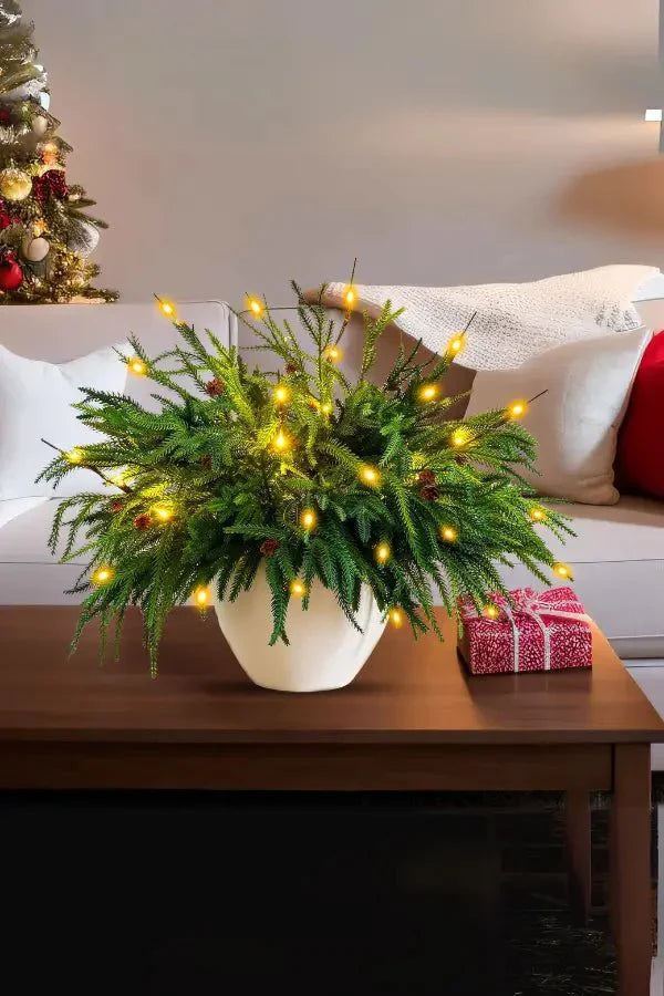 Christmas Potted Plant - Light-Up Artificial Pine Pot Xmas Table Decoration-Grace Aura