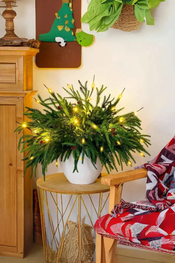 Christmas Potted Plant - Light-Up Artificial Pine Pot Xmas Table Decoration-Grace Aura