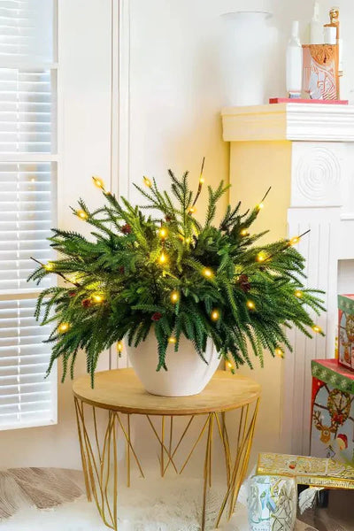 Christmas Potted Plant - Light-Up Artificial Pine Pot Xmas Table Decoration-Grace Aura