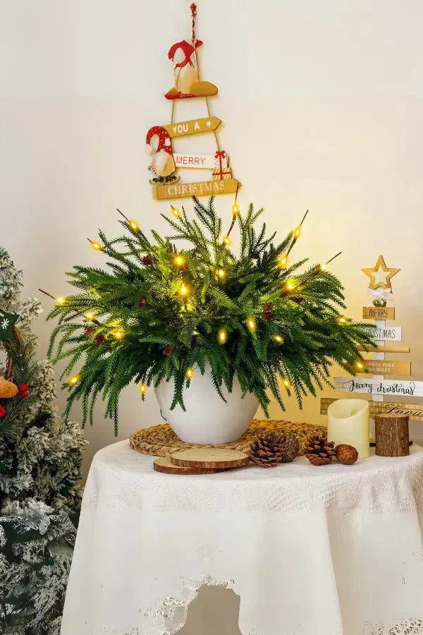 Christmas Potted Plant - Light-Up Artificial Pine Pot Xmas Table Decoration-Grace Aura