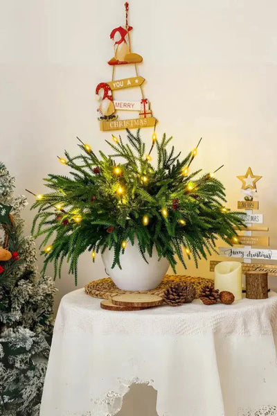 Christmas Potted Plant - Light-Up Artificial Pine Pot Xmas Table Decoration-Grace Aura
