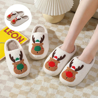 Christmas Slippers | Reindeer | Slip-On | House Slippers | Indoor Slippers-Grace Aura