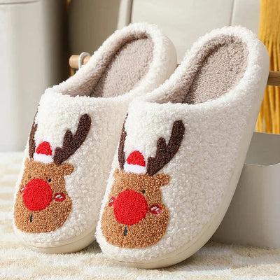 Christmas Slippers | Reindeer | Slip-On | House Slippers | Indoor Slippers-Grace Aura