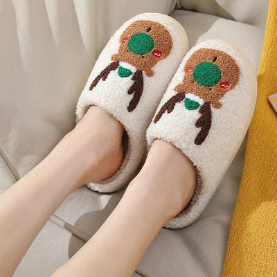 Christmas Slippers | Reindeer | Slip-On | House Slippers | Indoor Slippers-Grace Aura