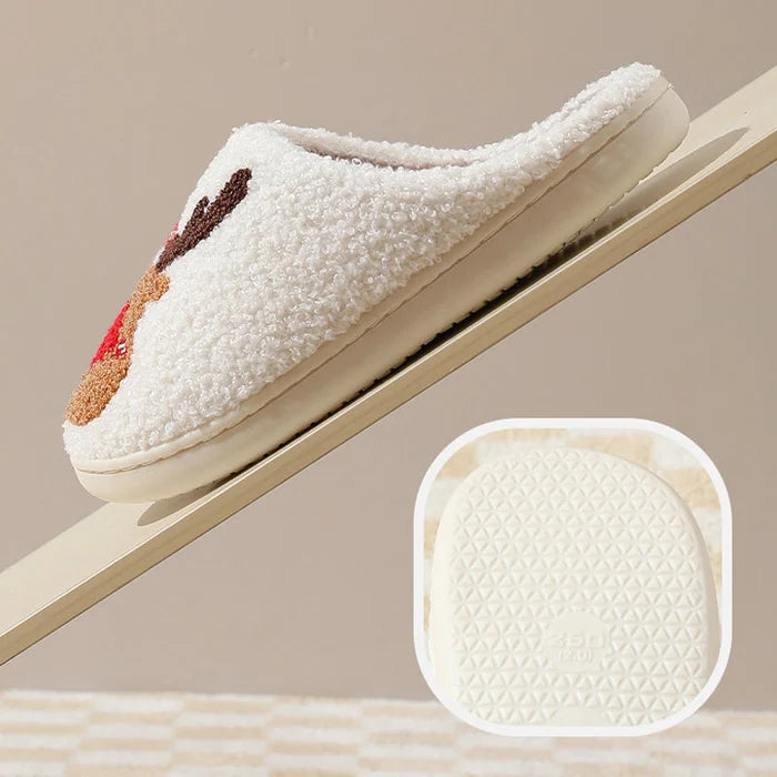 Christmas Slippers | Reindeer | Slip-On | House Slippers | Indoor Slippers-Grace Aura