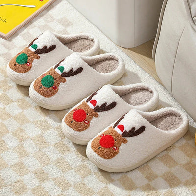 Christmas Slippers | Reindeer | Slip-On | House Slippers | Indoor Slippers-Grace Aura